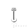 316L SURGICAL STEEL INTERNALLY THREADED HEART CZ PRONG SET LABRET